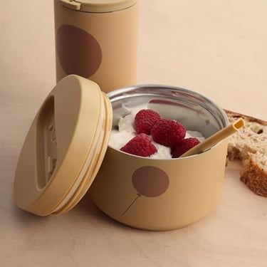 Design Letters thermal food container with spoon | Food warming container for cereal cups, yogurt cups, and porridge cups to go | 330ml leak-proof lunch box for children and adults to go on sale